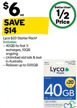 Woolworths Lyca $20 Starter Pack+ offer