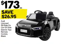 Woolworths Audi Licensed R8 Ride On Car 12V Kids Electric Toys Remote Control, Black offer