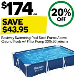 Woolworths Bestway Swimming Pool Steel Frame Above Ground Pools w/ Filter Pump offer