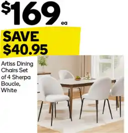 Woolworths Artiss Dining Chairs Set of 4 Sherpa Boucle, White offer