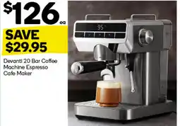 Woolworths Devanti 20 Bar Coffee Machine Espresso Cafe Maker offer