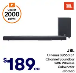 Woolworths Jbl cinema sb550 3.1 channel soundbar with wireless subwoofer offer