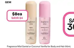 Priceline GEM Fragrance Mist Santal or Coconut Vanilla for Body and Hair offer