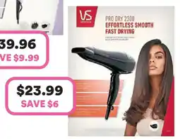 Priceline Vs sassoon pro dry 2300 effortless smooth fast drying offer