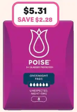 Priceline Poise overnight pads offer