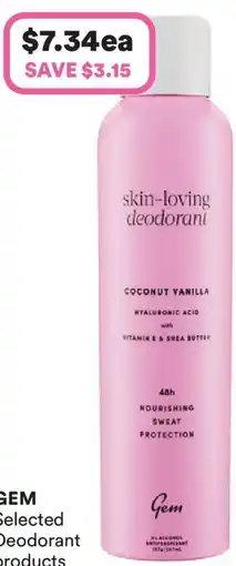 Priceline Gem skin-loving deodorani coconut vanilla offer