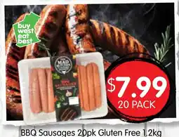 Spudshed Bbq sausages 20pk gluten free offer