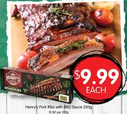 Spudshed Henry's Pork Ribs with BBQ Sauce offer