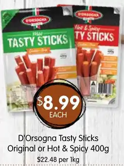 Spudshed D'Orsogna Tasty Sticks Original or Hot & Spicy offer