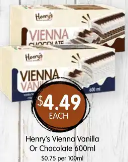 Spudshed Henry's Vienna Vanilla Or Chocolate offer