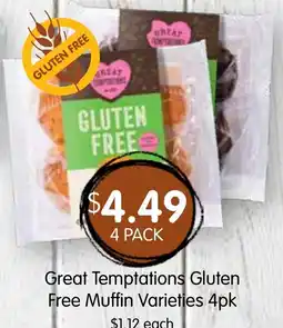 Spudshed Great Temptations Gluten Free Muffin Varieties offer