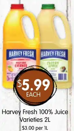 Spudshed Harvey Fresh 100% Juice Varieties offer