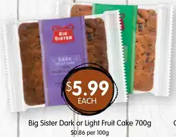 Spudshed Big Sister Dark or Light Fruit Cake offer