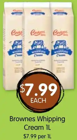 Spudshed Brownes Whipping Cream offer