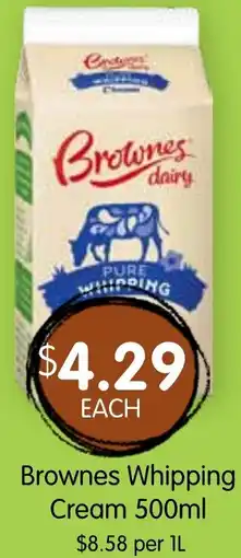 Spudshed Brownes Whipping Cream offer