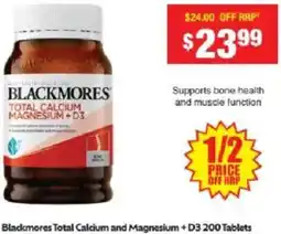 Chemist Warehouse Blackmores Total Calcium and Magnesium+D3 offer
