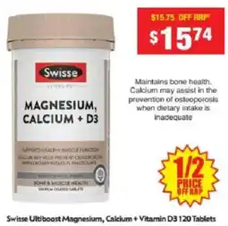 Chemist Warehouse Swisse Ultiboost Magnesium, Calcium + Vitamin D3 offer