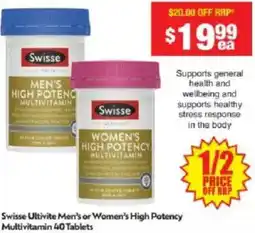 Chemist Warehouse Swisse Ultivite Men's or Women's High Potency Multivitamin offer