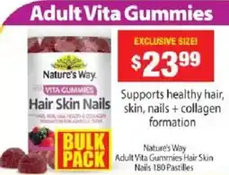 Chemist Warehouse Nature's Way Adult Vita Gummies Hair Skin Nails offer