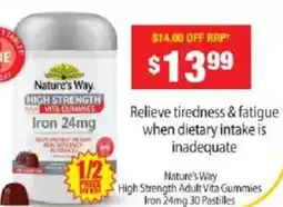 Chemist Warehouse Nature's Way High Strength Adult Vita Gummies Iron offer