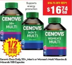 Chemist Warehouse Cenovis Once Daily 50+, Men's or Women's Multi Vitamins & Minerals offer