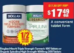 Chemist Warehouse Bioglan Hizorb Triple Strength Turmeric or Organic Spirulina High Strength offer