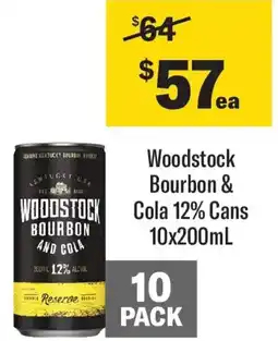 Coles Woodstock Bourbon & Cola 12% Cans offer