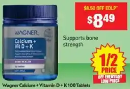 Chemist Warehouse Wagner Calcium+Vitamin D+K offer