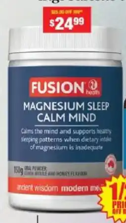 Chemist Warehouse Fusion magnesium sleep calm mind offer