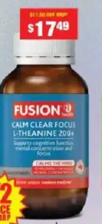 Chemist Warehouse Fusion calm clear focus l-theanine 200+ offer