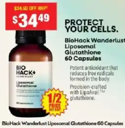 Chemist Warehouse BioHack Wanderlust Liposomal Glutathione offer