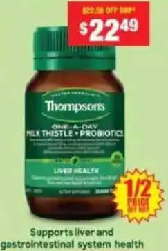 Chemist Warehouse Thompson's milk thistle probiotics offer