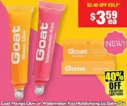 Chemist Warehouse Goat Mango Glow or Watermelon Kiss Moisturising Lip Balm offer