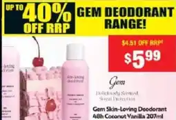 Chemist Warehouse Gem Skin-Loving Deodorant 48h Coconut Vanilla offer