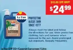 Chemist Warehouse Le Tan SPF 50+ Coconut Sunscreen offer
