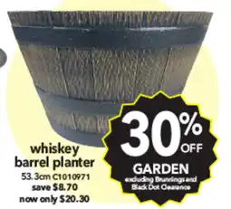 Cheap as Chips Whiskey barrel planter offer