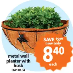 Cheap as Chips Metal wall planter with husk offer