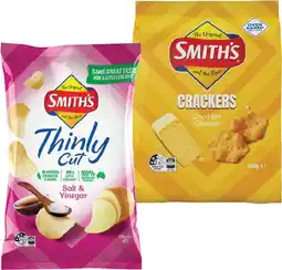 IGA Smith’s Crackers 160g or Thinly Cut Chips 175g Selected Varieties offer