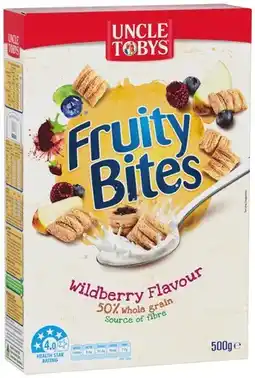 IGA Uncle Tobys Fruity Bites Wildberry Flavour offer