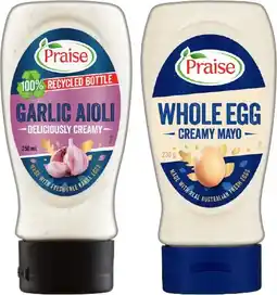 IGA Praise Mayo, Aioli or Burger Sauce 230‑250mL Selected Varieties offer