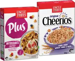 IGA Uncle Tobys Plus Cereal 410‑435g or Cheerios 520‑560g Selected Varieties offer