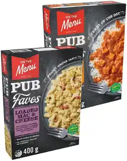 IGA On The Menu Pub Faves Frozen Meal Selected Varieties offer