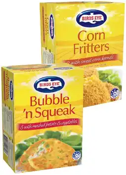 IGA Birds Eye Bubble ‘n Squeak 620g or Corn Fritters 500g offer