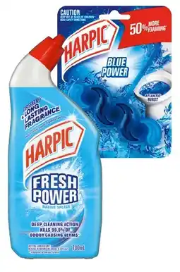 IGA Harpic Fresh Power Liquid Toilet Cleaner 700mL or Blue Power Rim Block 39g Selected Varieties offer