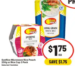 IGA Sunrice microwave rice pouch 250g or rice cup 2 pack offer