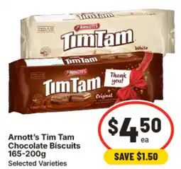 IGA | Arnott's Tim Tam Chocolate Biscuits 165-200g offer