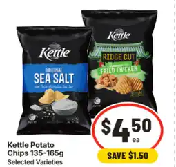 IGA Kettle potato chips 135-165g offer