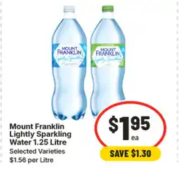 IGA Mount franklin lightly sparkling water 1.25 litre offer