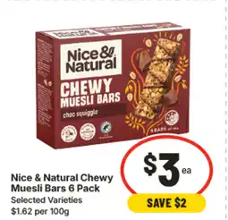IGA Nice & natural chewy muesli bars 6 pack offer