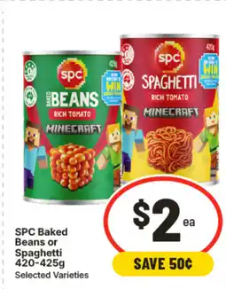 IGA Spc baked beans or spaghetti 420-425g offer